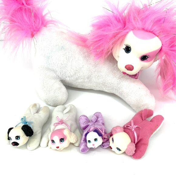 Puppy Surprise Plush Shimmery Pink Dog with 4 Puppies - Picture 4 of 5